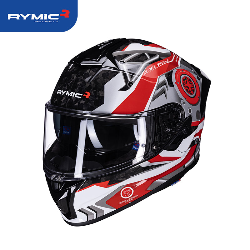 RYMIC S-GT full face helmet shown from a three-quarter angle, showcasing its aggressive styling.