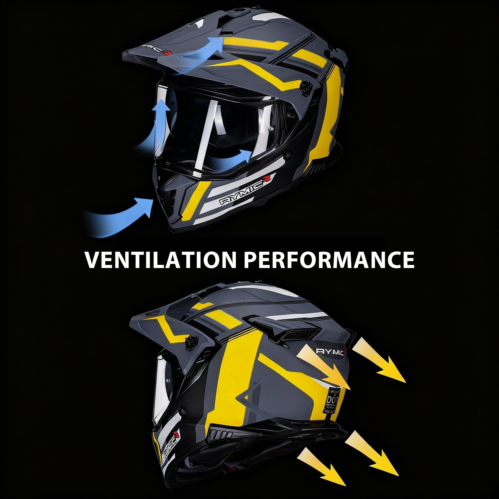 Exhaust vents of the RYMIC X60 helmet, designed for optimal airflow and heat extraction.
