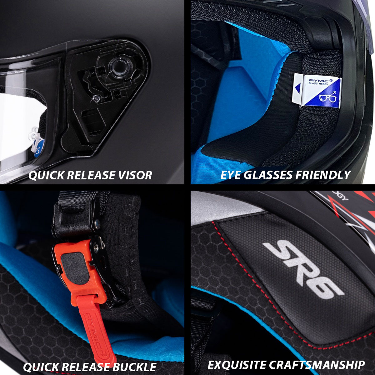 SR6 series full face helmet is designed for comfort.