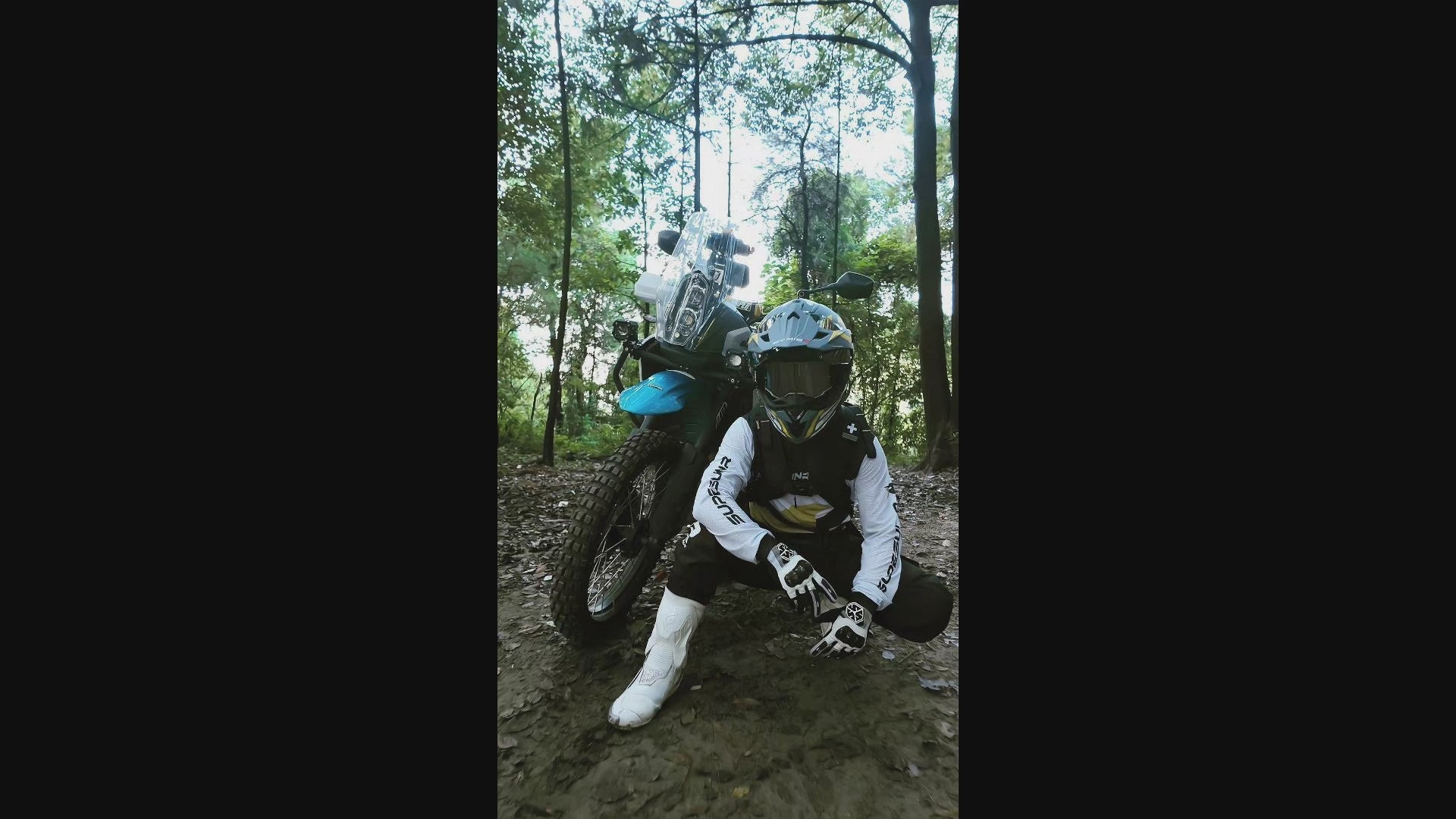 Load video: Product details of the Rymic X60 dual sport ADV helmet.