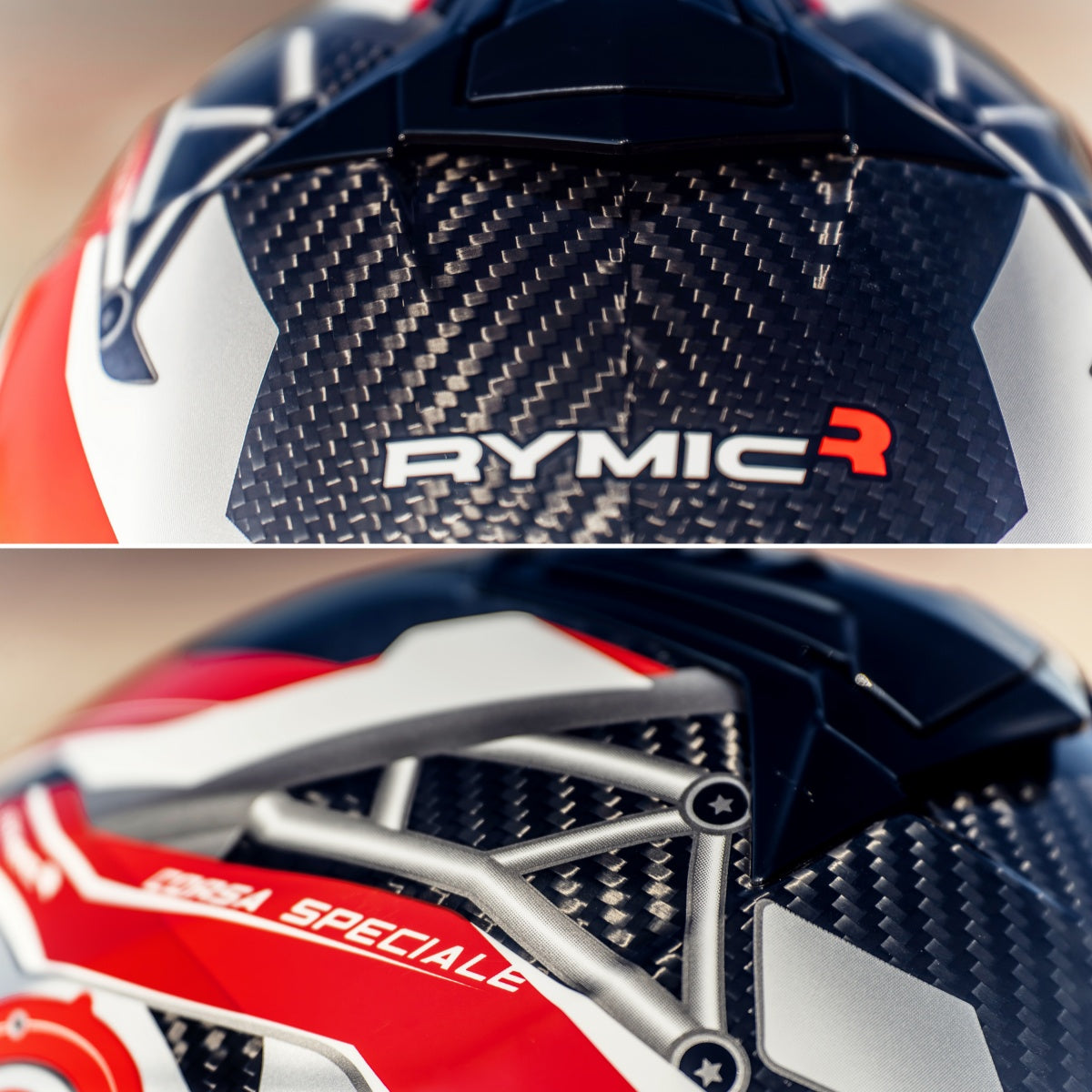 The perfect details of the RYMIC S-GT full face carbon fiber helmet