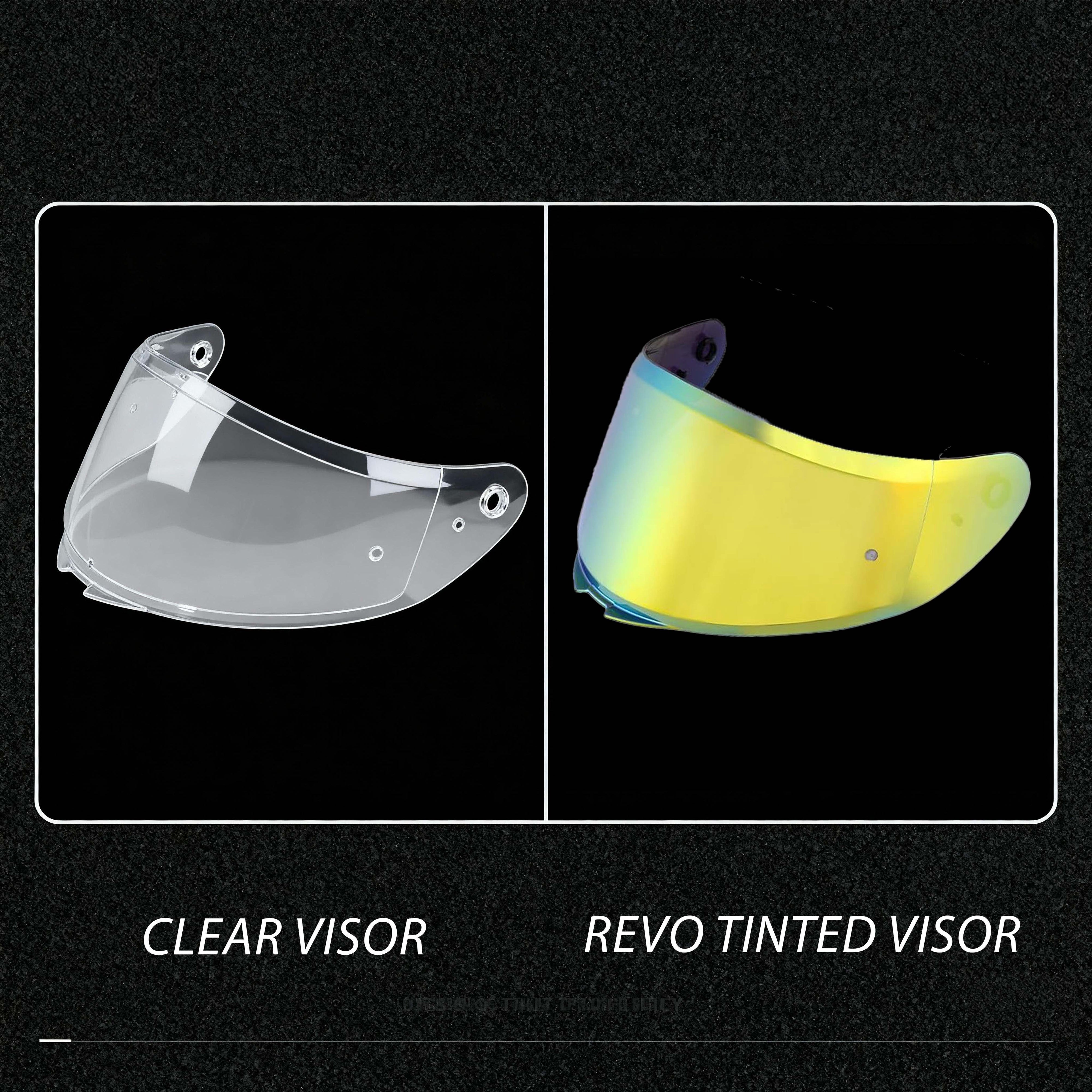 SR6 helmet clear visor and revo tinted visor.
